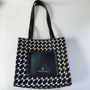 Spartina 449 Rhett Naomi Tote Shoulder Bag Black & Off White Geometric Design